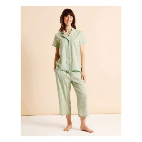 棉夹点睡衣套装 开心果色