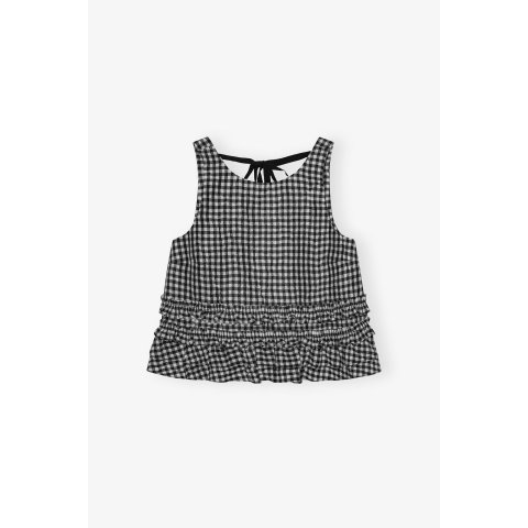 GanniCrinkled 格纹荷叶边上衣