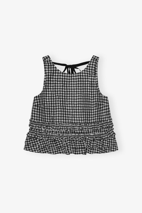 Crinkled 格纹荷叶边上衣