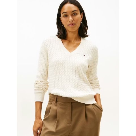 Cable Knit V领针织衫