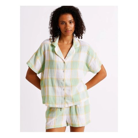 短袖睡衣套装 棋盘格