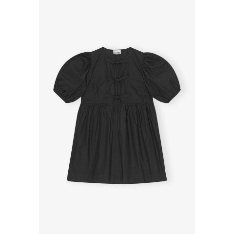 Ganni蝴蝶结泡泡袖小黑裙