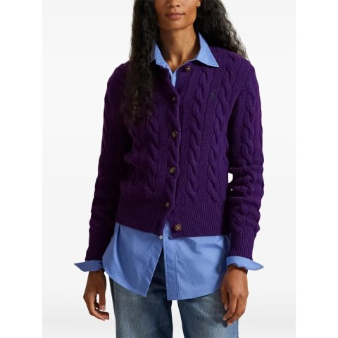 粗绞花针织开衫