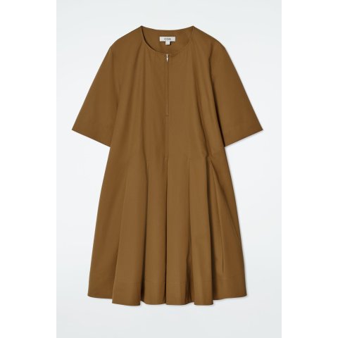 褶皱棉质迷你连衣裙