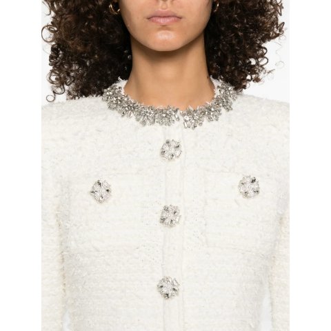 Self-Portrait水晶花朵粗花呢开衫