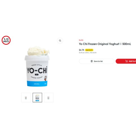 Yo Chi 原味希腊式冷冻酸奶 500mL