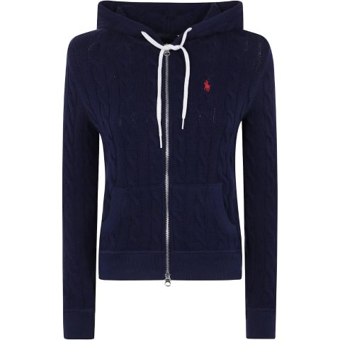 粗绞花针织连帽衫