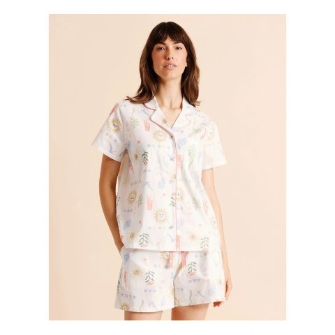 棉质沙滩短袖睡衣套装