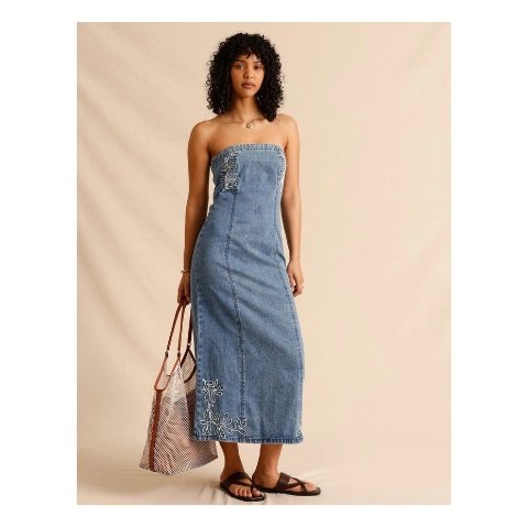 抹胸牛仔连衣裙