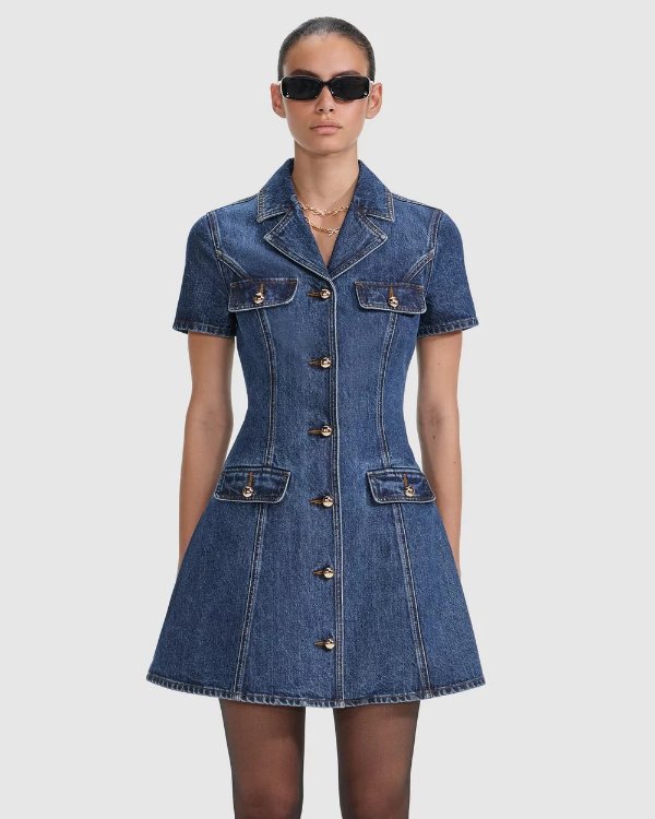 Denim 牛仔迷你连衣裙 腰带款