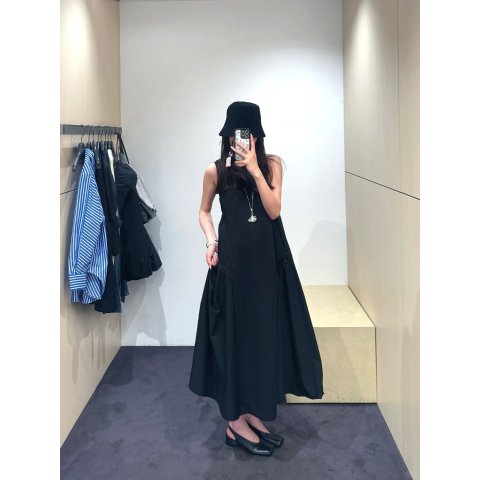 Panelled 褶皱中长连衣裙