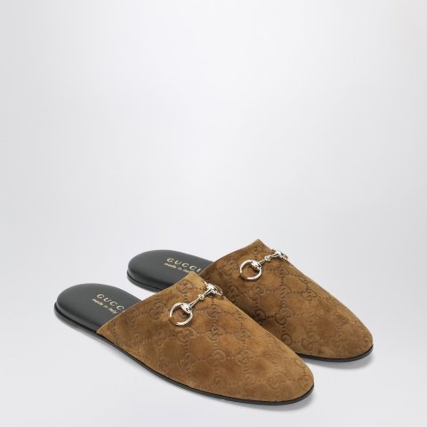 GG马衔扣麂皮拖鞋 棕色