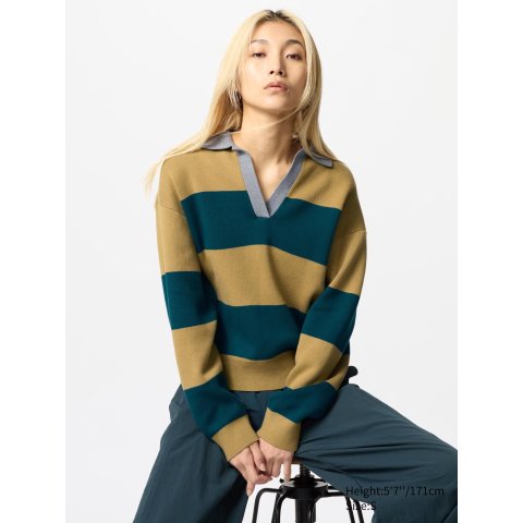 Uniqlo棉质休闲翻领毛衣