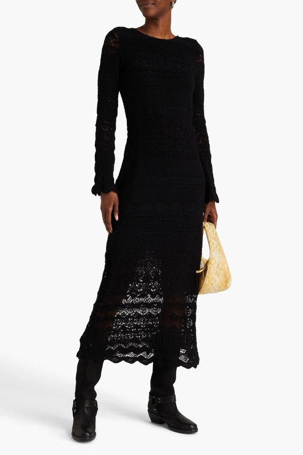 Pointelle 中长连衣裙