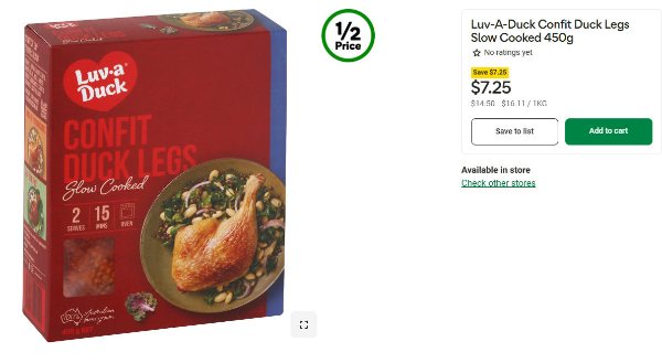 Luv-A-Duck 慢煮鸭腿半价！现仅 $7.25🔥