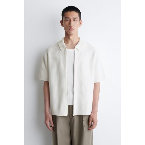 COSWAFFLE-KNIT 棉质拉链衬衫