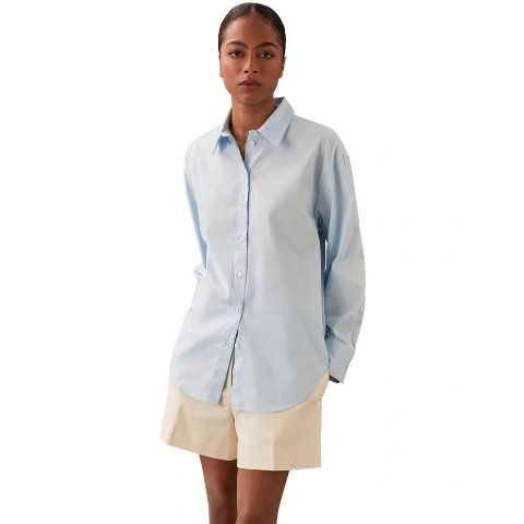  弹力休闲衬衫 蓝色