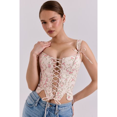 Cream 复古花卉束身上衣