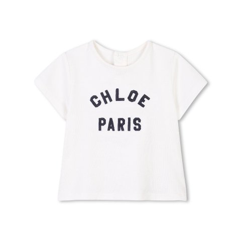 刺绣短袖T恤 米白色