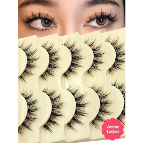 Asiteo 透明梗娃娃假睫毛 5对