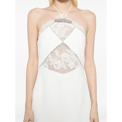 绉纱挂脖迷你连衣裙