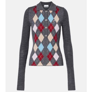 Argyle 菱格羊毛Polo毛衣
