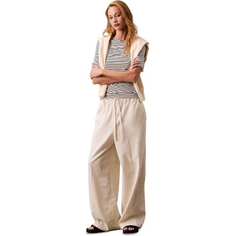 Calvin Klein 女士抽绳长裤 豆腐色