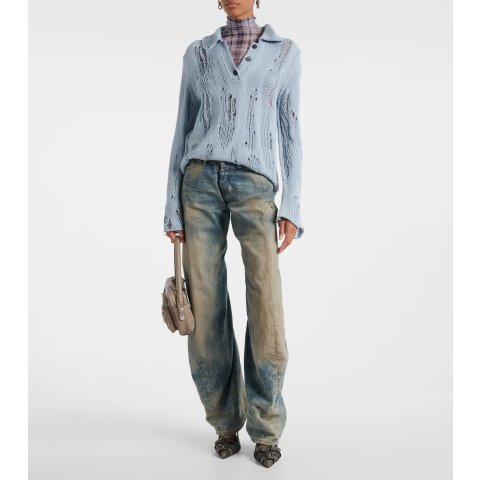 2006F 低腰阔腿牛仔裤