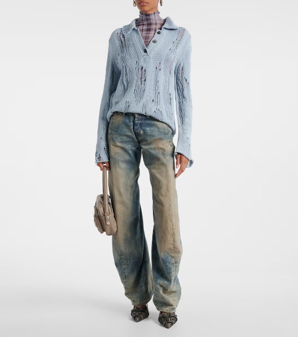 2006F 低腰阔腿牛仔裤