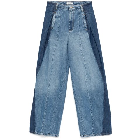 对比拼接牛仔裤