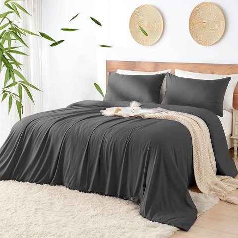 竹纤维被套三件套 king 深灰