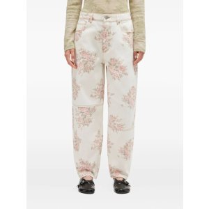 花卉拼接牛仔裤