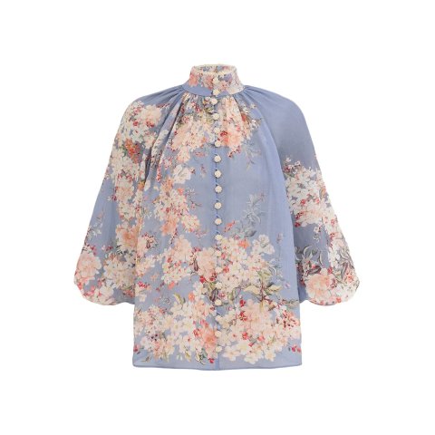 Zara 水晶纽扣真丝衬衫