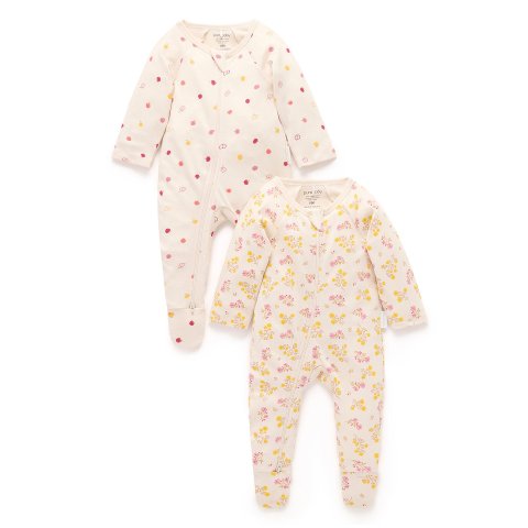 Printed 拉链连体衣 2件装