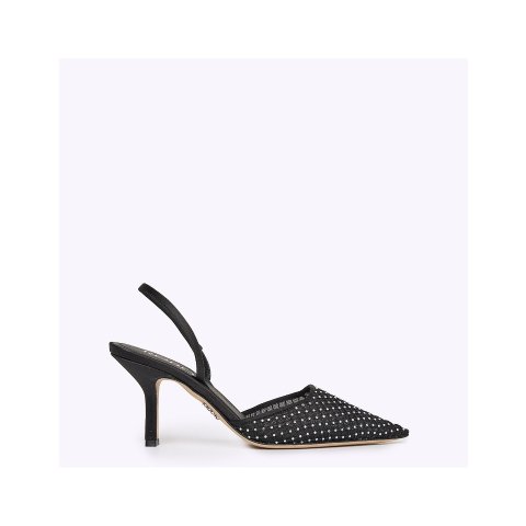 Satin 网眼细带高跟鞋