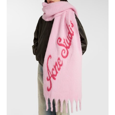 Logo 羊驼毛混纺围巾