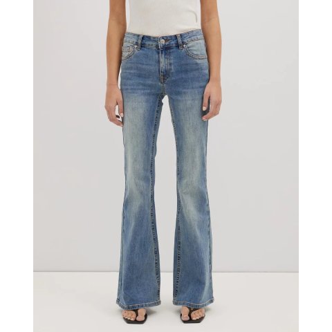 Rise Up 中腰弹力喇叭牛仔裤