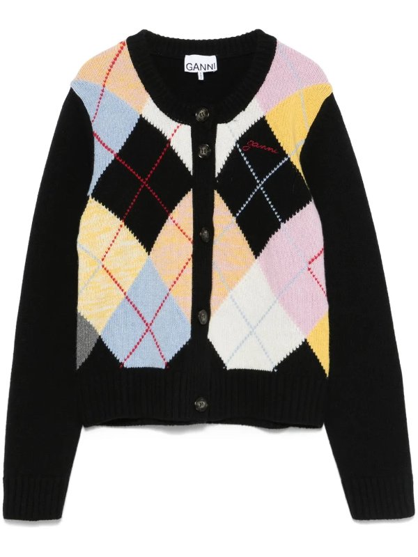 菱形纹针织开衫