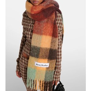 Vally 格纹羊毛混纺围巾