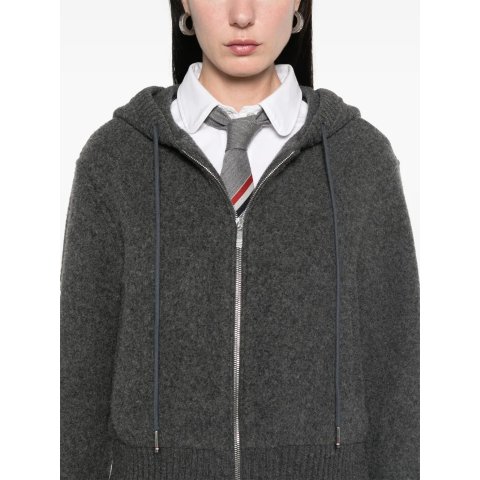 羊毛拉链连帽衫