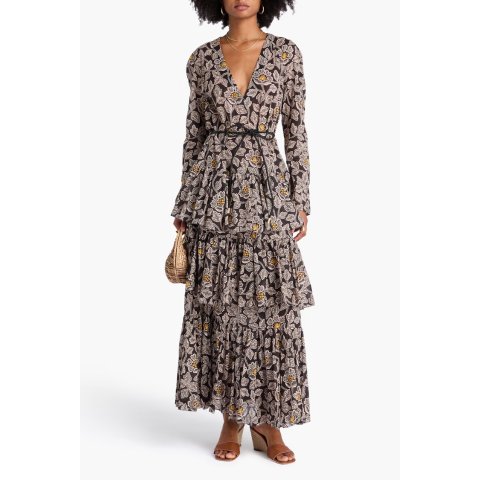 Tiered 印花棉质长裙