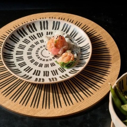 条纹边餐盘 4件套