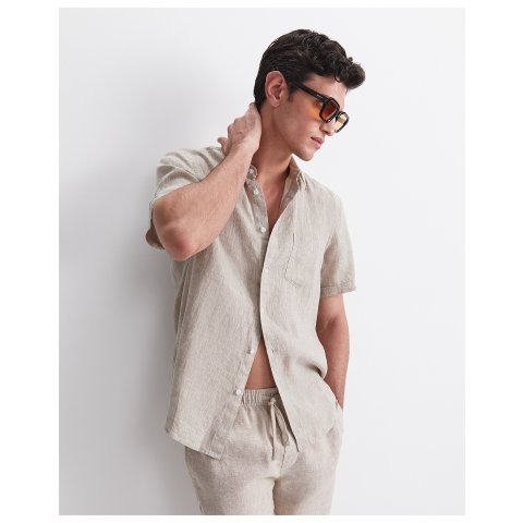 Yarn-Dyed 亚麻短袖衬衫