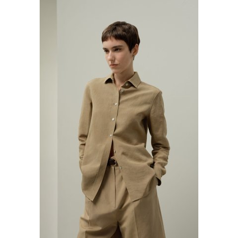 真丝亚麻混纺衬衫