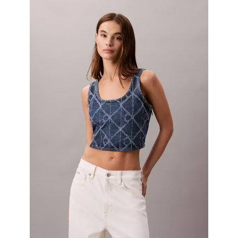 Denim Monogram短款背心