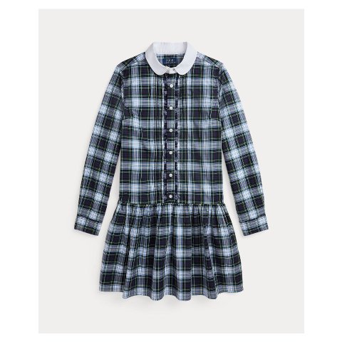 KIDS 格纹棉衬衫裙