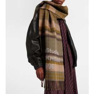 Logo 羊毛围巾 格纹