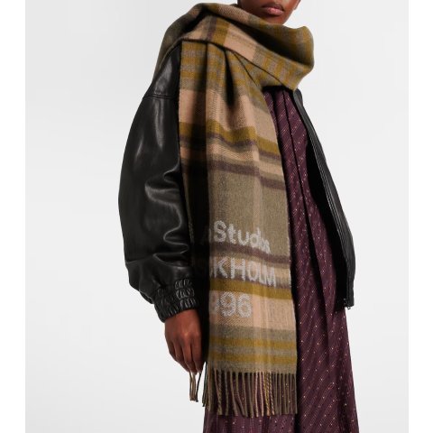 Logo 羊毛围巾 格纹