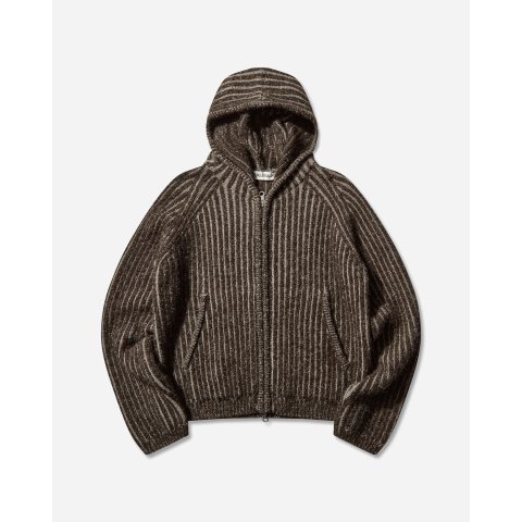 条纹针织连帽外套