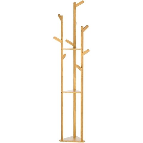 Artiss衣帽架 竹制 3层9钩